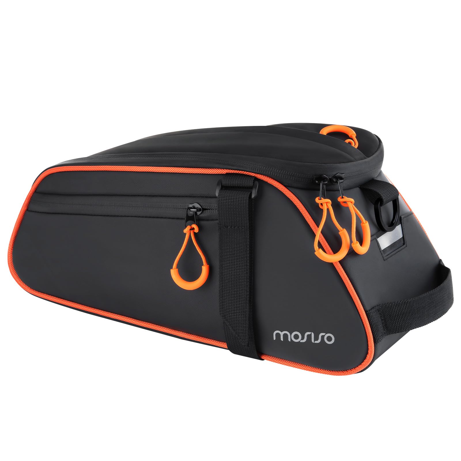 MOSISO Borsa Bici Telaio,Marsupio Telaio Bici Posteriore Impermeabile 8 Litri Linguette Arancioni, Borsa Sedile Posteriore Bicicletta, Borse Portaoggetti Bike Tracolla Ciclismo Strada&Montagna, Nero