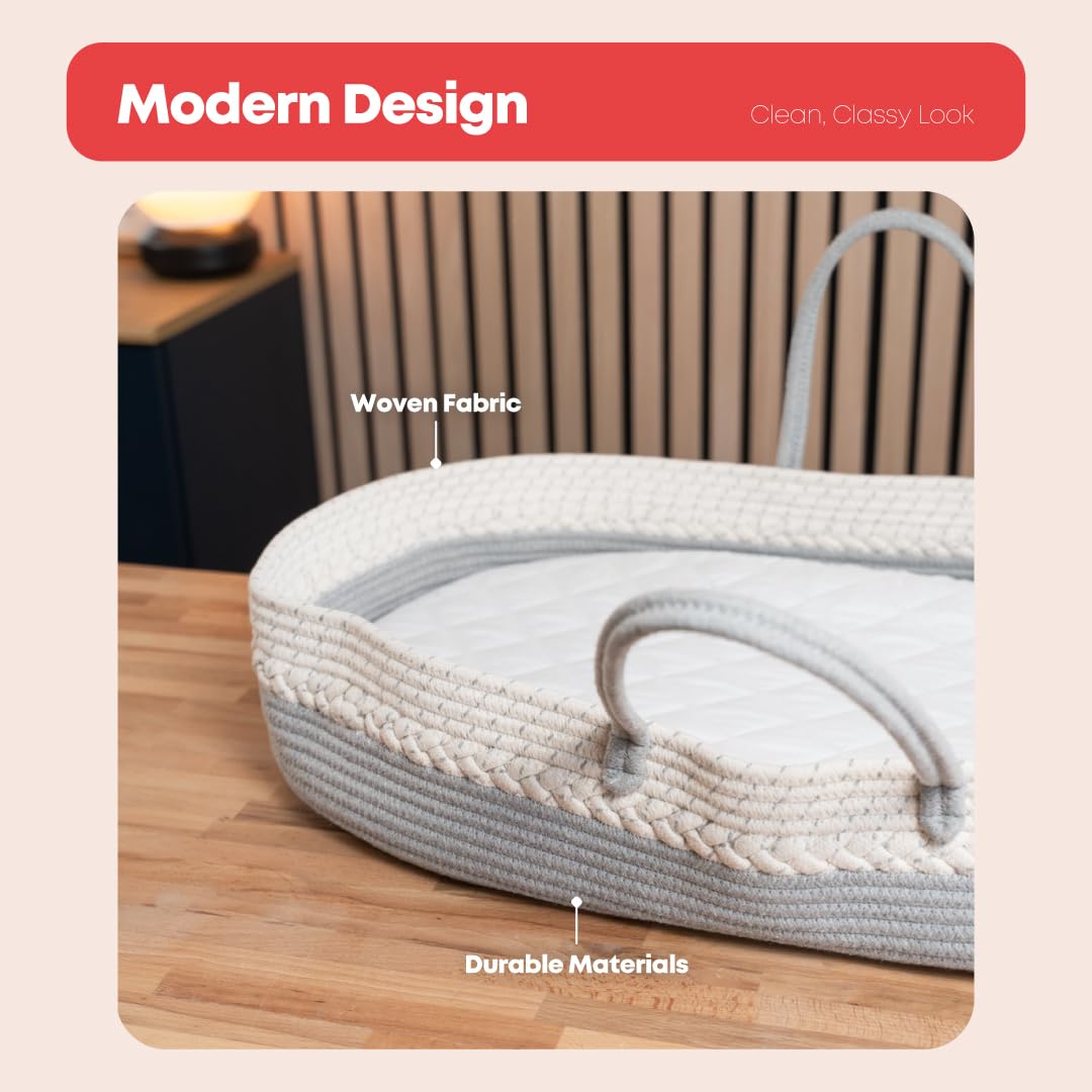 Soft & Stylish Portable Diaper Changing Basket with Changing Pad | Modern Baby Changing Pad Organizer with Waterproof Pad | Travel-Friendly Changing Basket | Ravenna