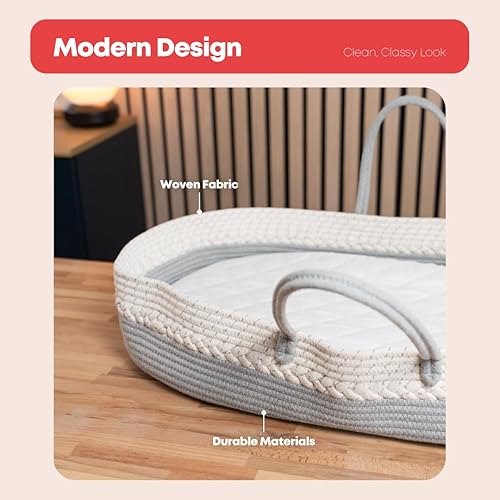 Miniatura 6 de Cambiador portátil suave y elegante para bebés  Moderno organizador de cambio de pañales para recién nacidos con almohadilla impermeable  Seguro,