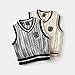 Rngeddg Baby Boys and Girls' Cable Knit V Neck Sweater Vest Beige Grey Navy Tan Accents School Style Knitted Vest Toddlers (18 Months,Gray)