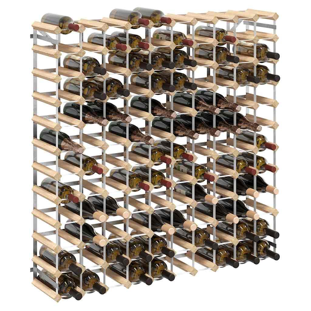 Weinregal für 120 Flaschen aus Kiefernholz 110x22,5x110 cm | Kompakte Lagerung im Weinkeller oder Wohnzimmer: Standregal aus verzinktem Stahl für Vorräte und Präsentation.