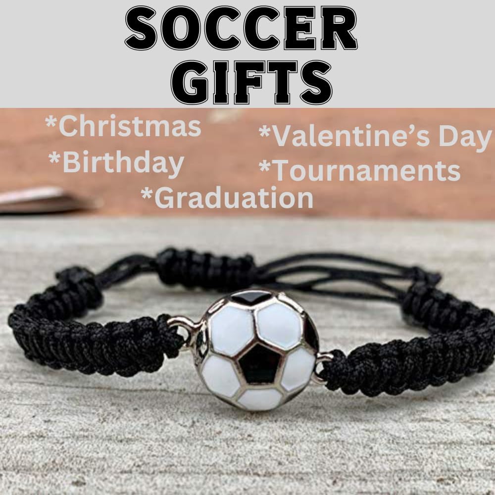 Soccer Bracelet Adjustable Unisex Black and White Paracord Design - Soccer Jewelry, Player and Team Gifts, and Accessories - Image 8