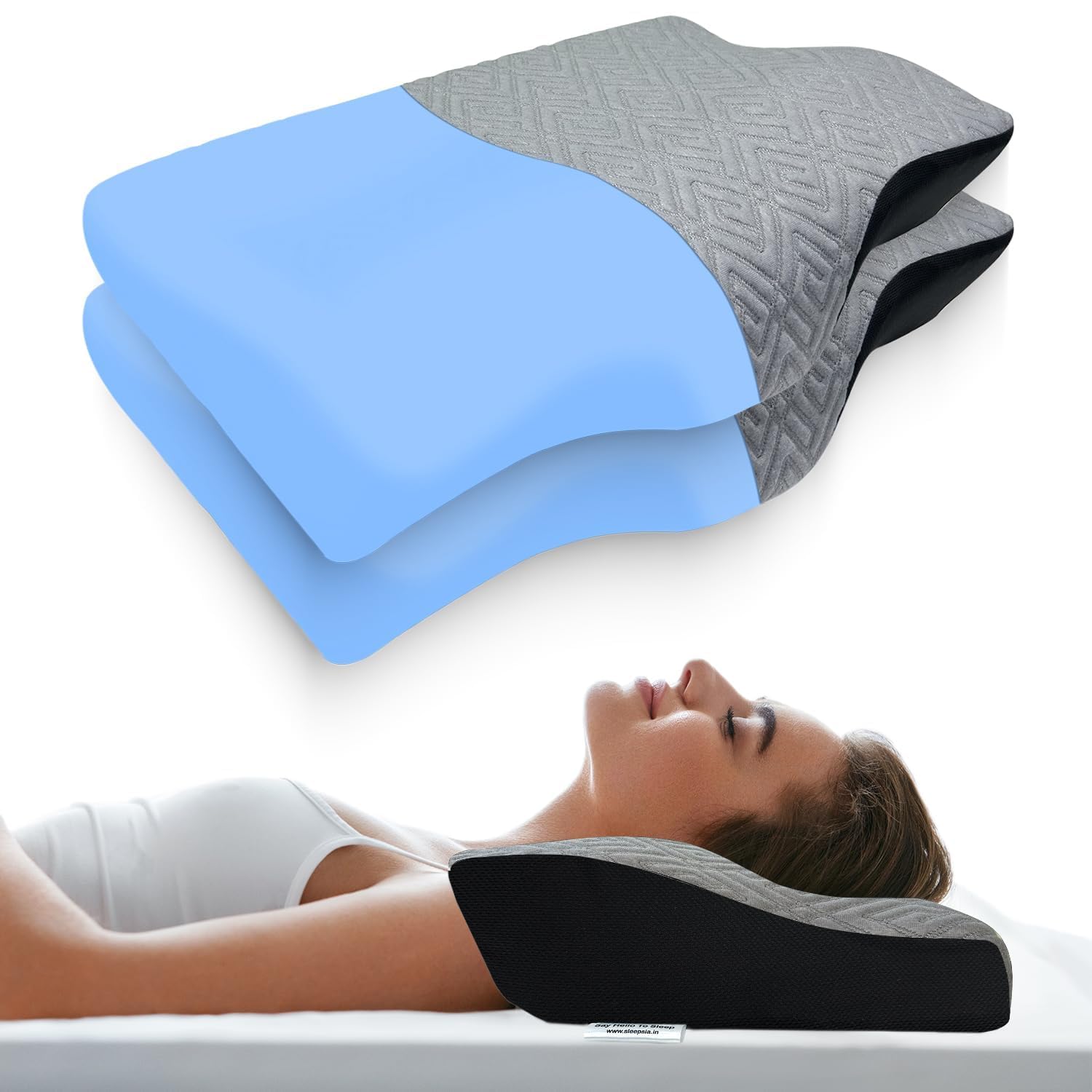 Sleepsia Orthopedic Memory Foam Contour Cervical Pillow for Neck &Shoulder Pain Extra Curve Neck Support Pillow for Sleeping Side &Back Sleepers (Gel Infused, Grey/Black) (B0D83DM6MF) Amazon Price History, Amazon Price Tracker
