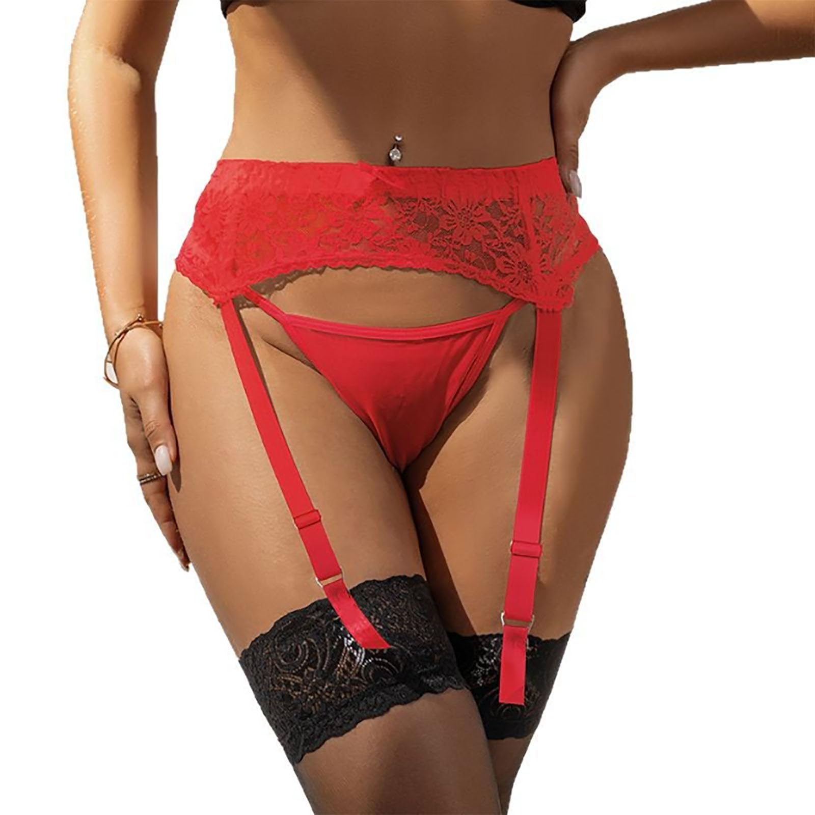 Lingerie sexy grande taille qui valorise les formes sans serrer ensemble rouge 3 pièces