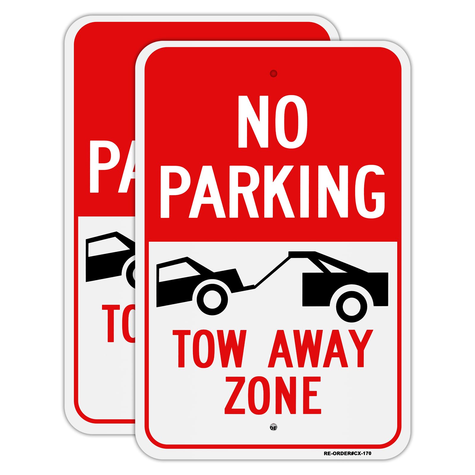 MUXYH 2 Pack No Parking Tow Away Zone Sign, 18'' x 12'' Reflective Aluminum, Waterproof, Easy to Mount
