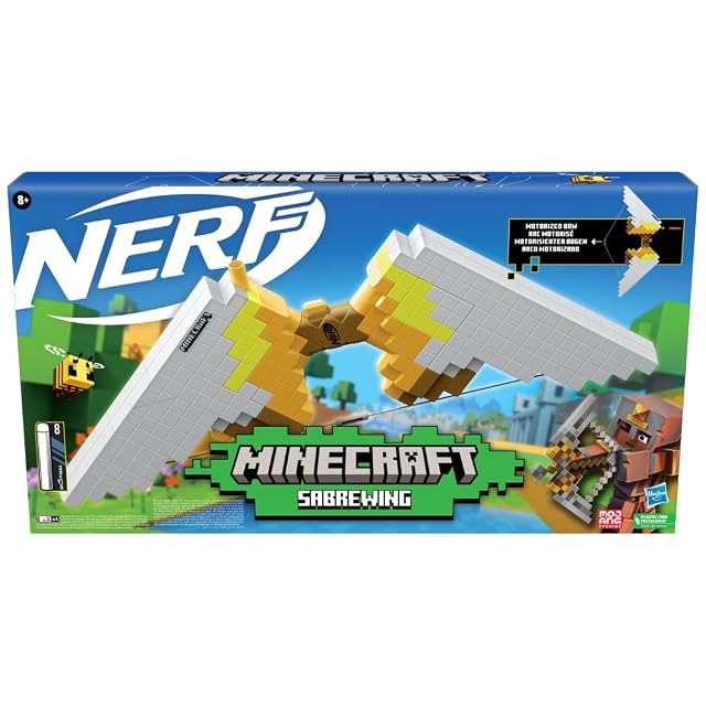 Foto 2 de 8 de Nerf Minecraft Sabrewing Arco motorizado lanzadardos, 8 dardos Nerf Elite, Clip de 8 dardos