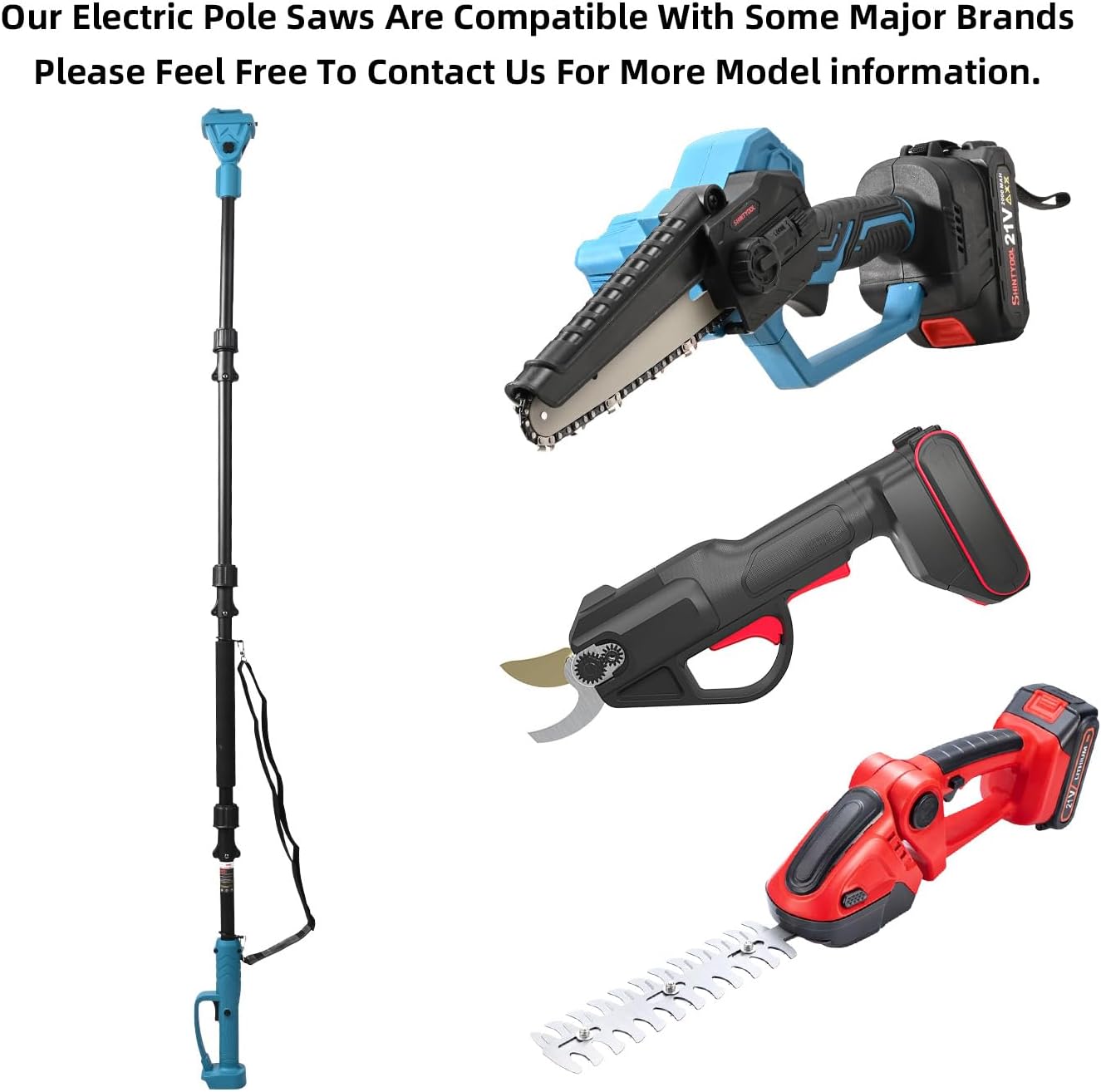 Only Extendable Pole Saw, Extension Pole Rotatable Pole 14ft Max Reach With Shoulder Strap,Tool-Free Installation Compatible 21v Shintyool Battery,For High Altitude Operations(No Chainsaw And Battery)