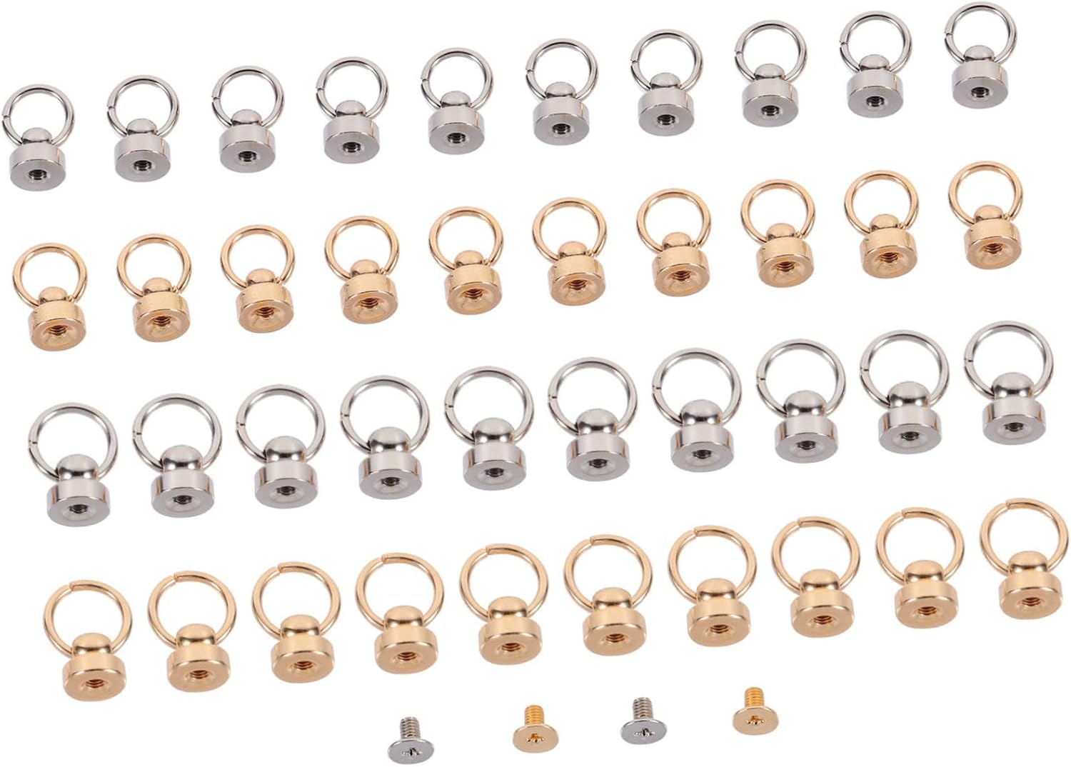 Angoily 120sets Brass Rivet Screw Back Round for Phone Shell Accessories Rivets and Easy to Use for Crafting and Projects