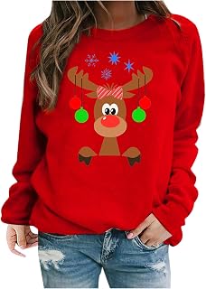 AaaozKjie Long Sleeve Women's Pullover Autumn Long Pullover Casual Blouse Print Neck Women's Blouse Pullover