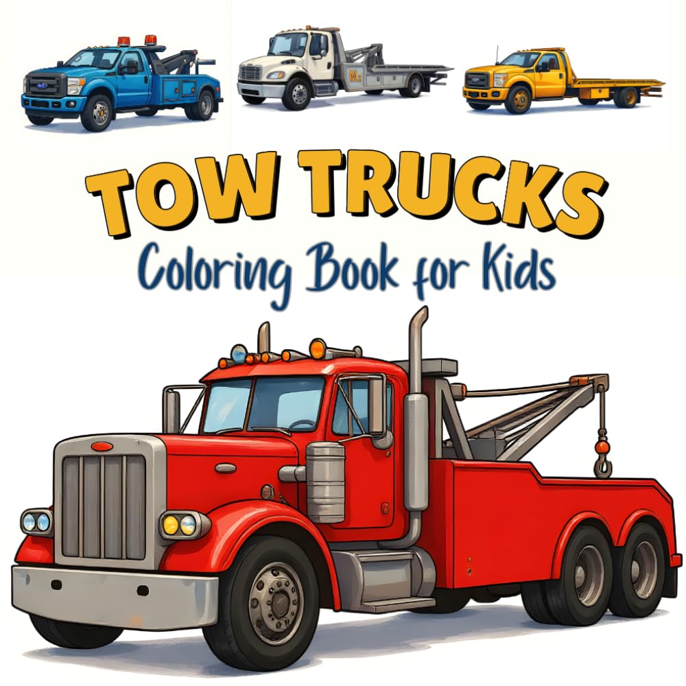 Tow Trucks Coloring Book for Kids: Color Powerful Rescue Trucks from Around the World