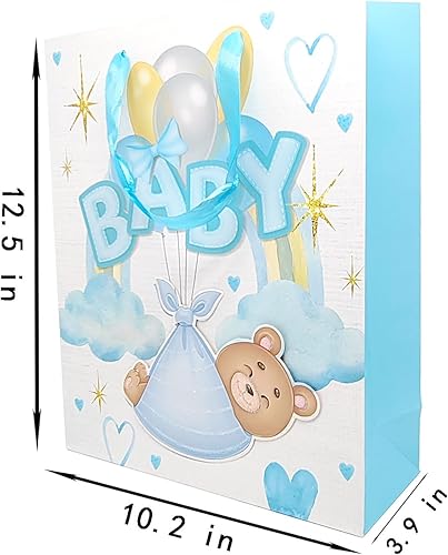 Miniatura 7 de CC wonderland zone Bolsa de regalo para niña, bolsas de regalo rosa claro, con papel de seda y tarjeta (12.5 x 10 x 3.9 pulgadas, rosa claro, 2