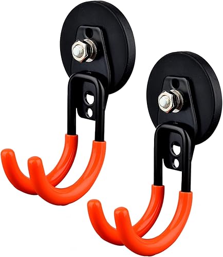 Miniatura 7 de MUTUACTOR Ganchos magnéticos superfuertes, paquete de 2 ganchos magnéticos resistentes para taladros colgantes, ganchos magnéticos de metal grandes
