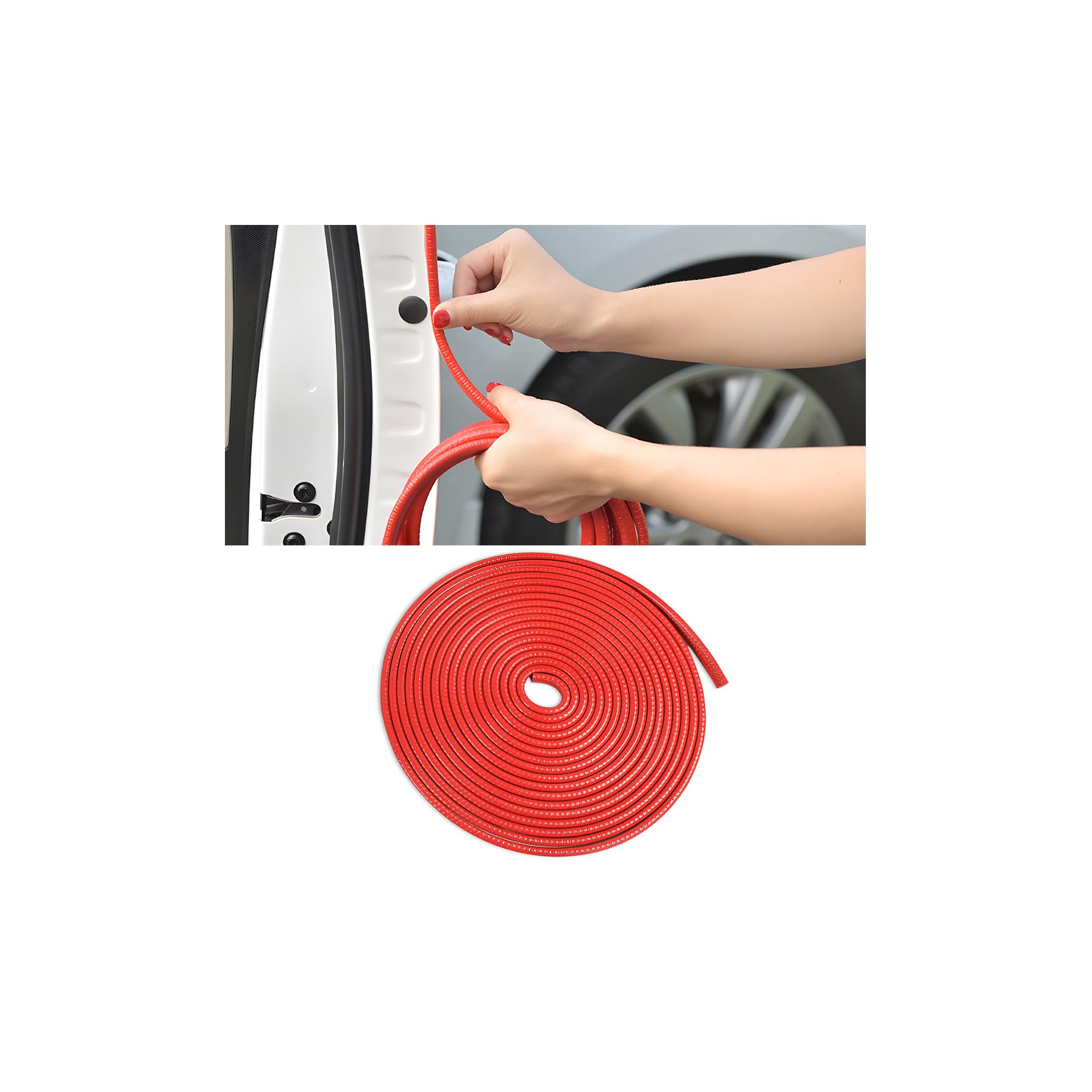 Osilly 16FT Metal-Reinforced Rubber Car Door Edge Guards, Red