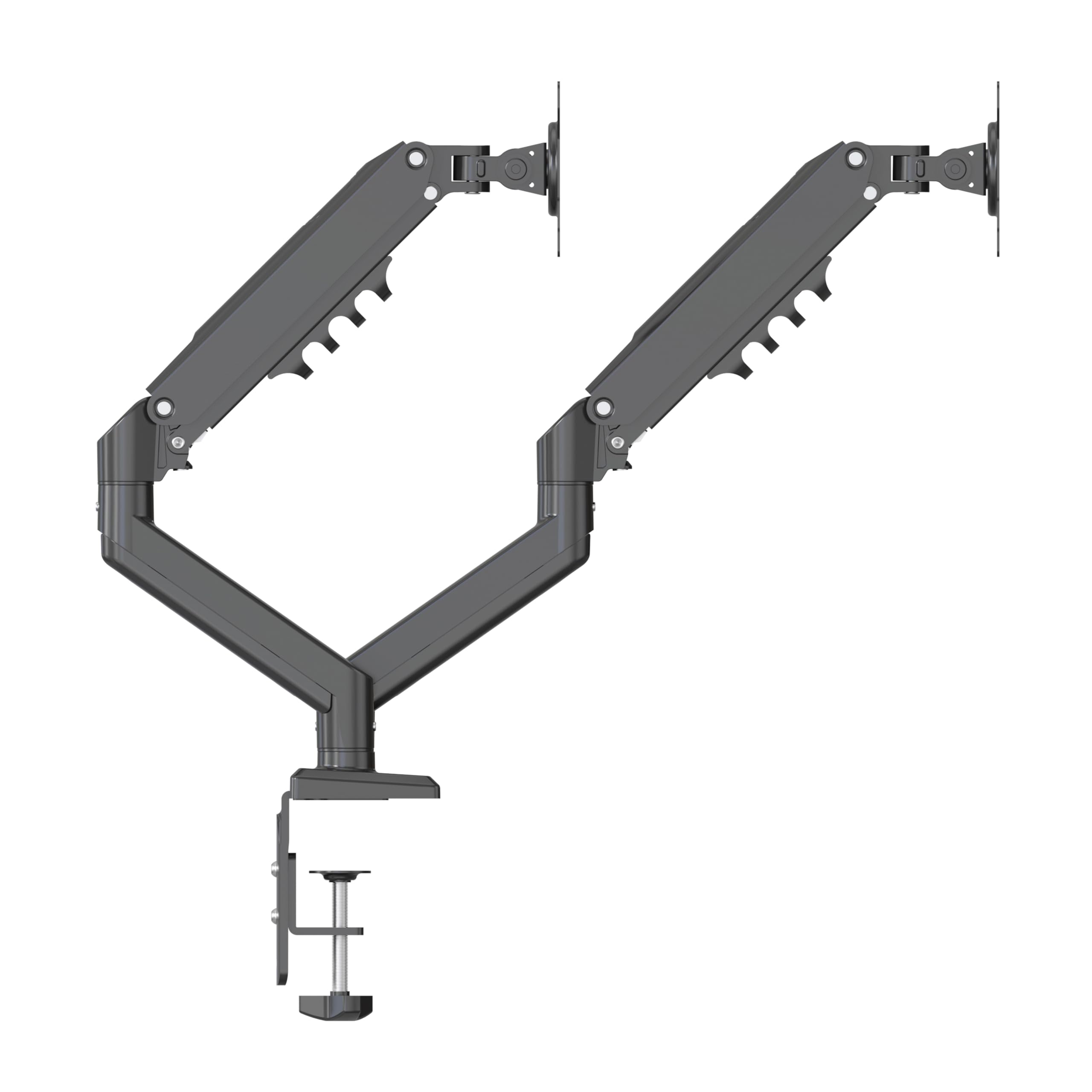 hjh OFFICE Supporto per 2 monitor da 13-32 pollici, VESA, regolabile | Braccio per monitor con portata fino a 9 kg per braccio, supporto per monitor regolabile in altezza, con morsetto da tavolo
