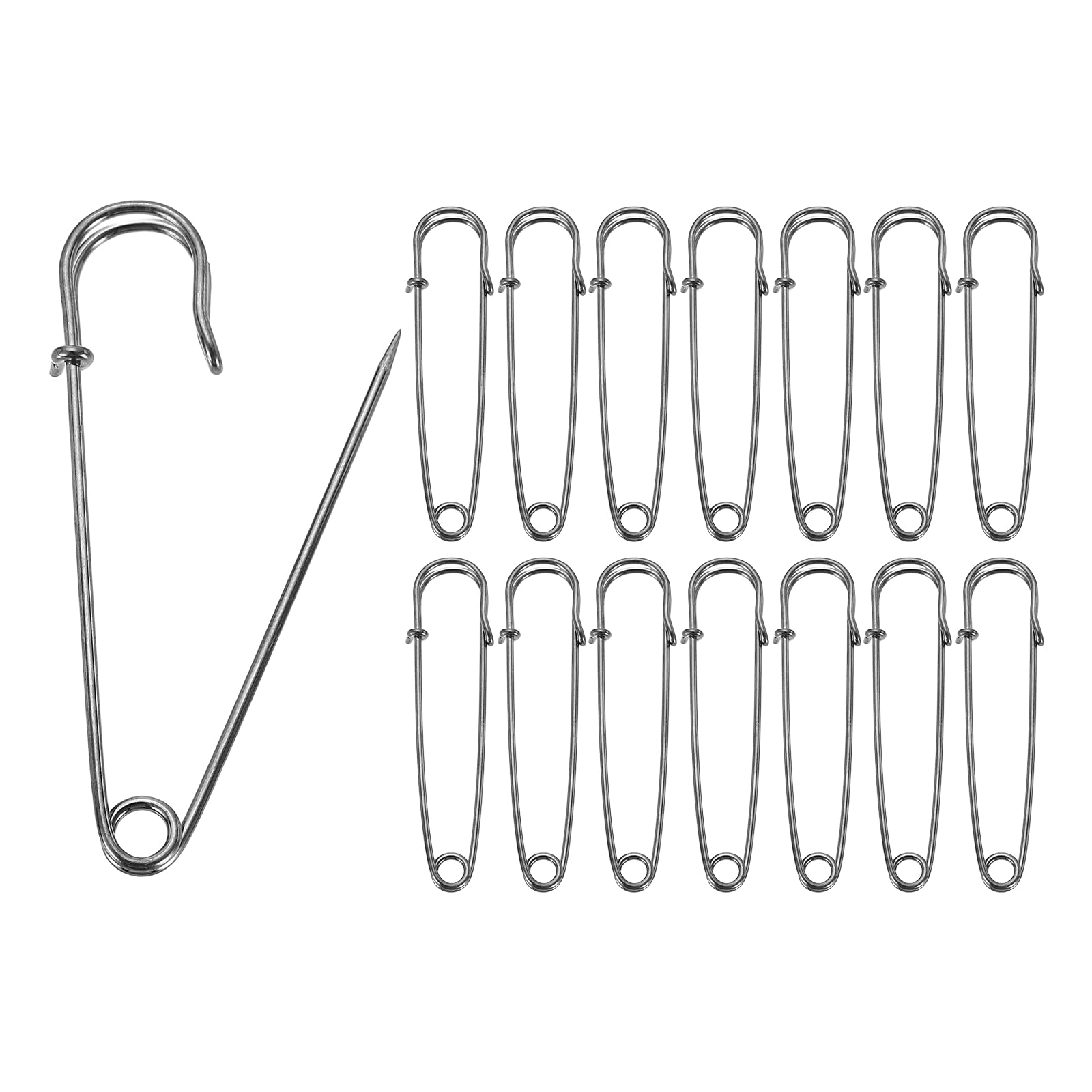 sourcing map 30pcs Safety Pins 2.76 Inch (70mm) Electroplated Steel Large Safety Pin Bulk Heavy Duty 0.06" Dia for Clothes Sewing Arts DIY Crafts, Gunmetal — image 1