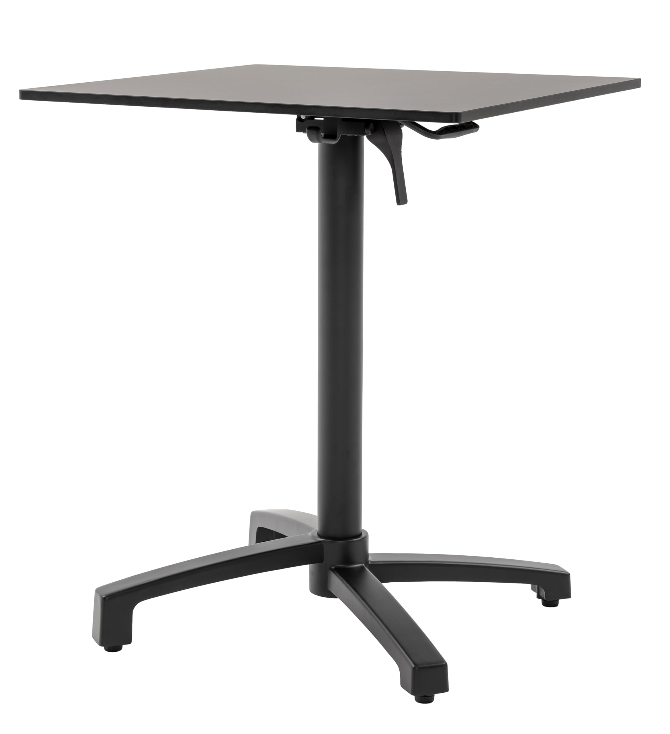 METRO Professional Table Pliante MASSINI, Aluminium, 60 x 60 cm, Plateau HPL Aspect Pierre, Pieds Autonivelants, Noir, Empilable (Noir, 60 x 60 cm, Carré)