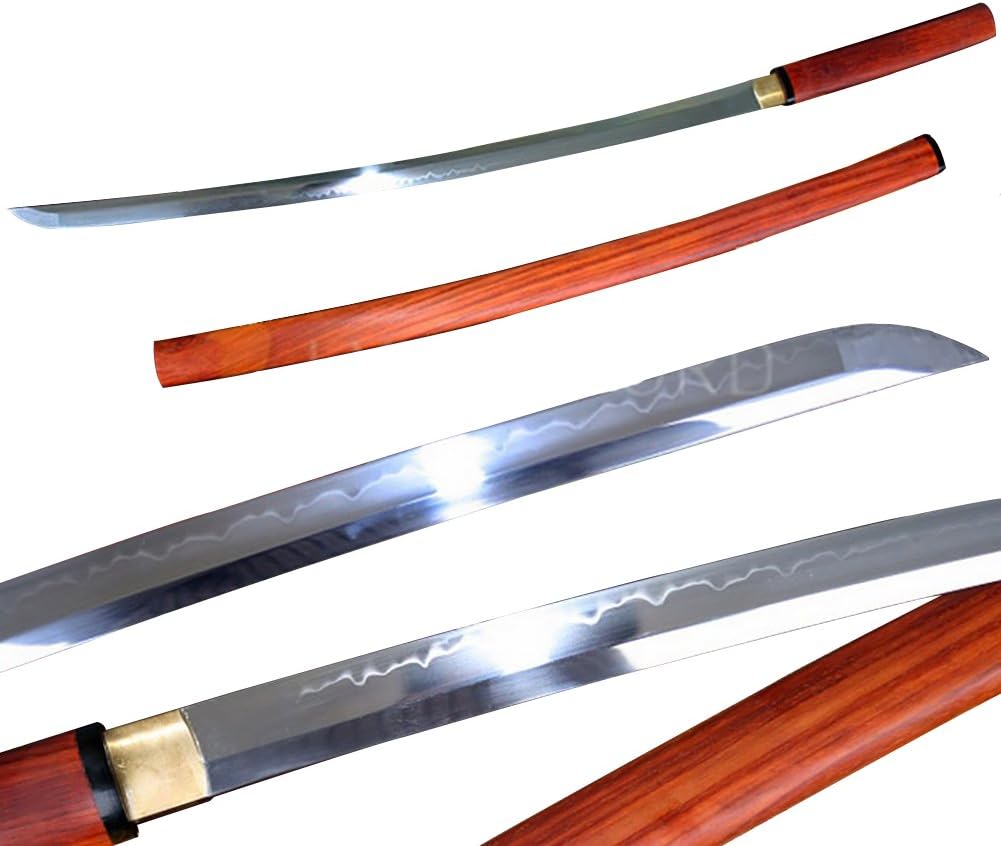 Lyuesword Japanese Handmade Samurai Katana Sword T-10 High Carbon Steel Katana Clay Tempered Full Tang
