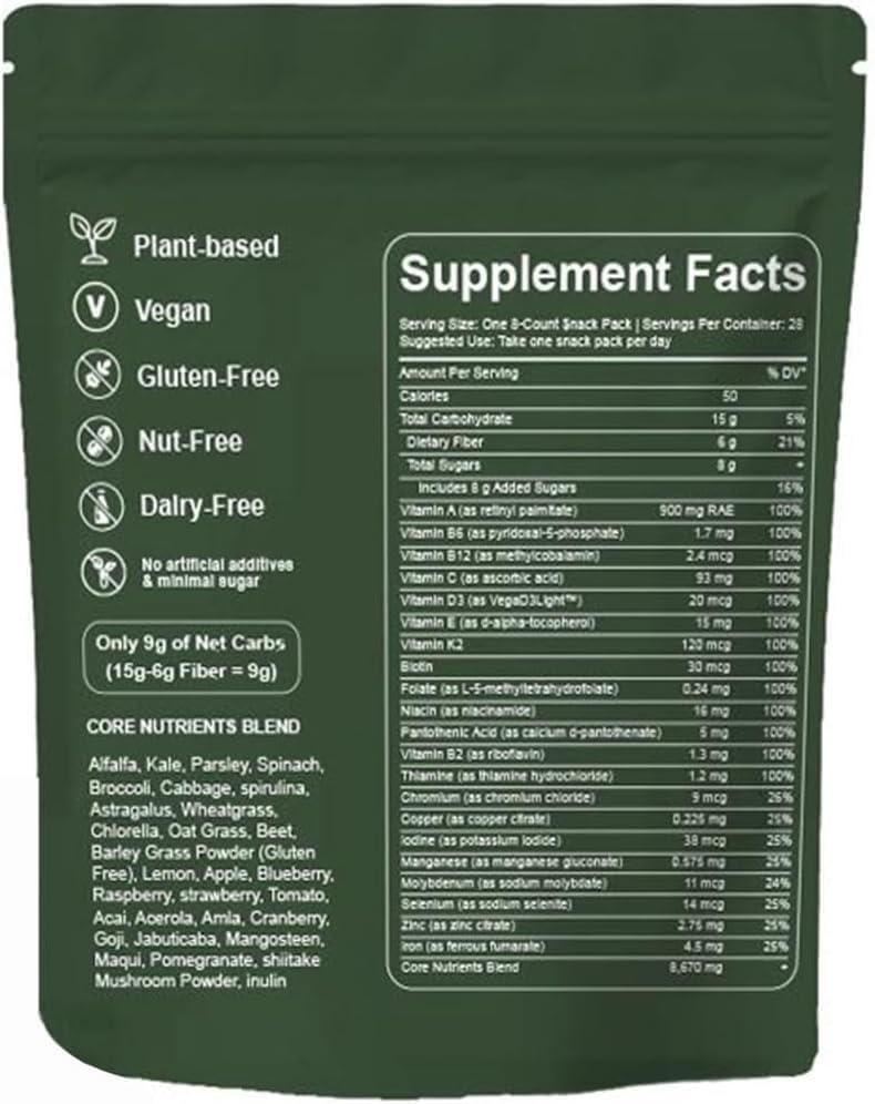 Greens Gummies - Organic Chlorella and Spirulina, Multivitamin Superfood Gummy Bears with Prebiotics, and Fiber, Adaptogen Digestive Health Multivitamin Supplement 224 Gummies Bear - Image 2