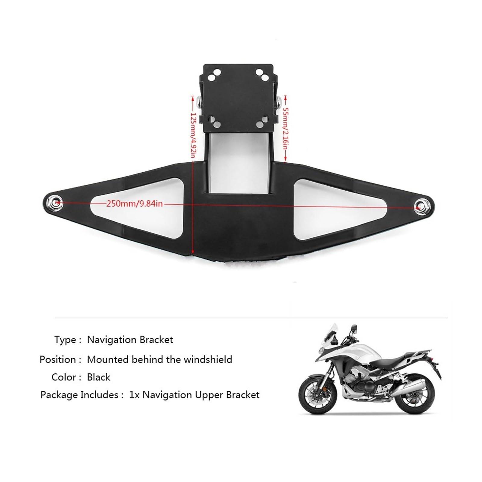 EMENAR GPS Navigation Mount Support Navigation pour Pare-Brise Moto Support Smartphone GPS pour VFR1200X pour Crosstourer 2012-2015 Support Téléphone (Couleur : Silver Combination A)
