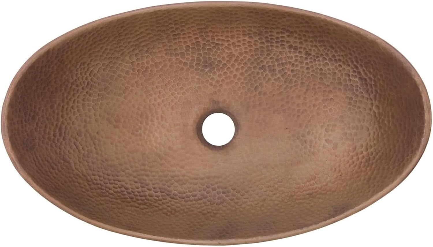 Thompson Traders - Ocampo Bathroom Canoe/Oval Shaped Above Counter Vessel Sink, 18.5 x 11 in, Hammered Antique Copper