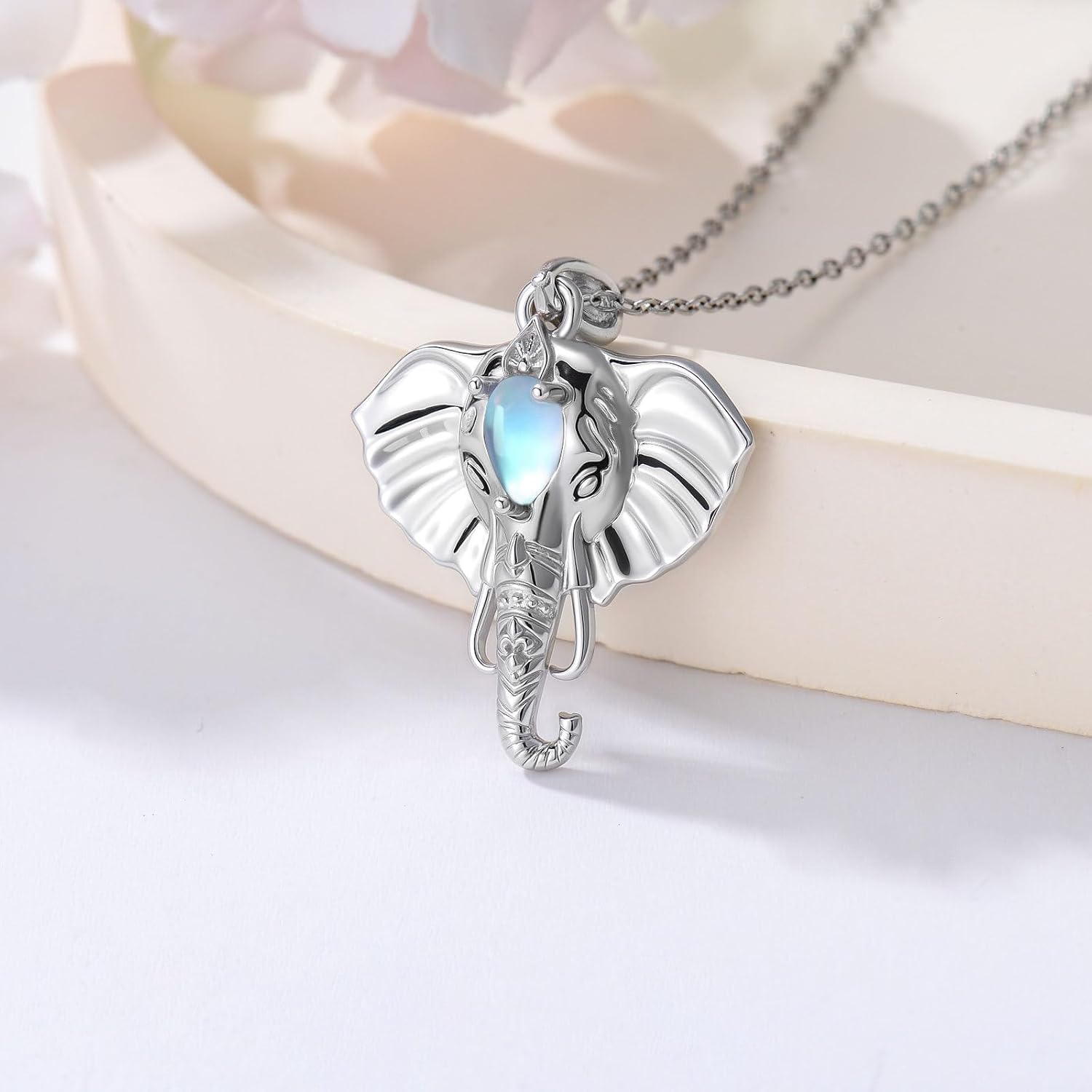 Moonstone Elephant Necklace for Women 925 Sterling Silver Elephant Animal Pendant Ladies Jewelry Gifts - Image 3