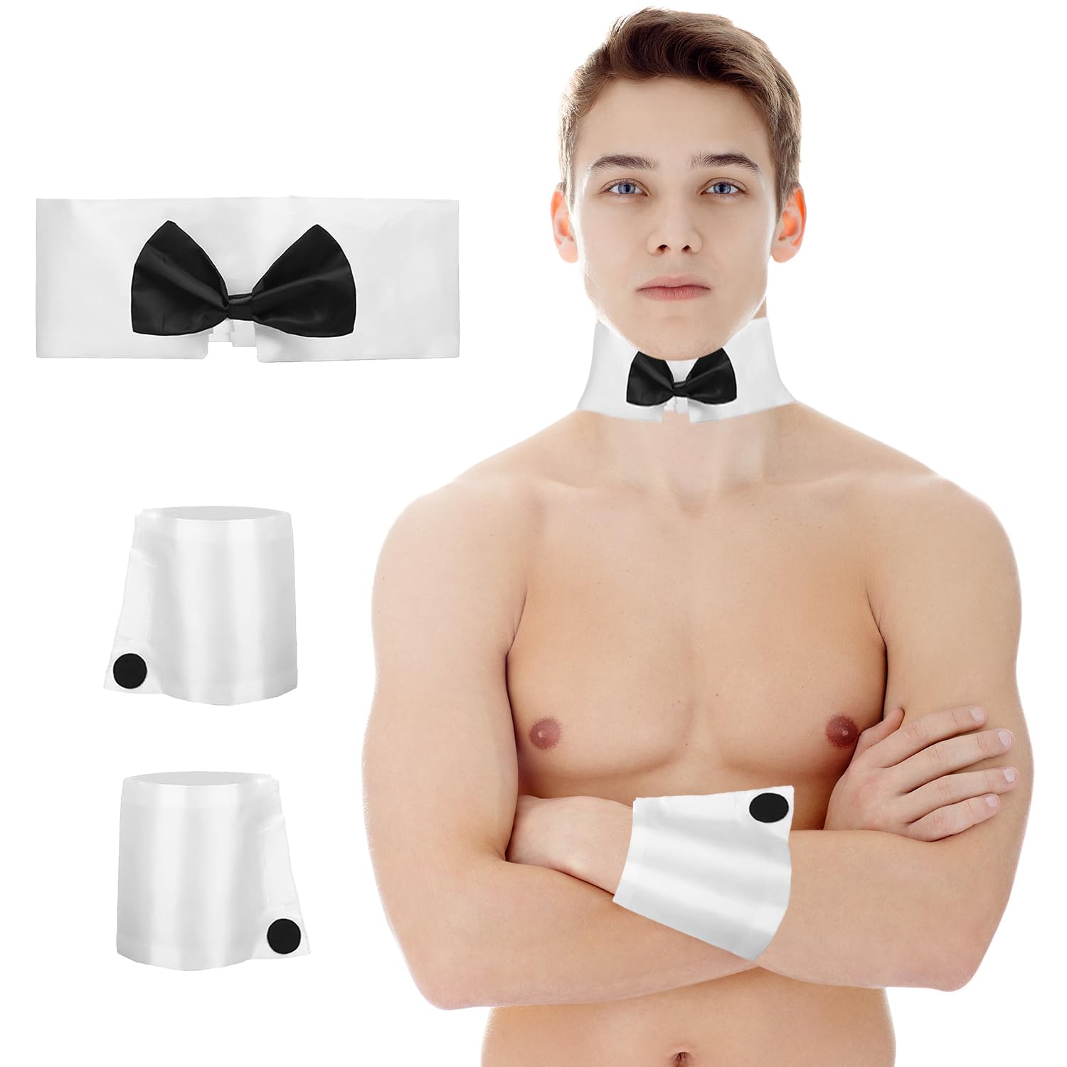 DVOFU 3Pieces Bunny Costume Accessory Set Black and White Bow Tie Cuffs Women Fancy Dress Party Accessories for Halloween Costume Adults Kids - Image 4