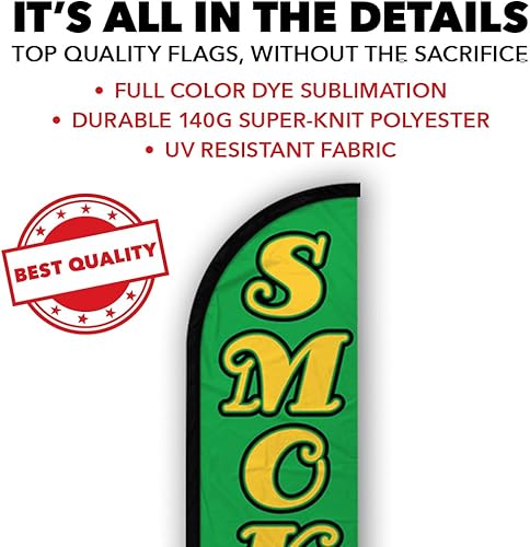 Miniatura 3 de Infinity Republic - Bandera de manga completa sin viento verde Smoke Shop - Perfecto para negocios, tiendas de humo, tiendas de vape, etc