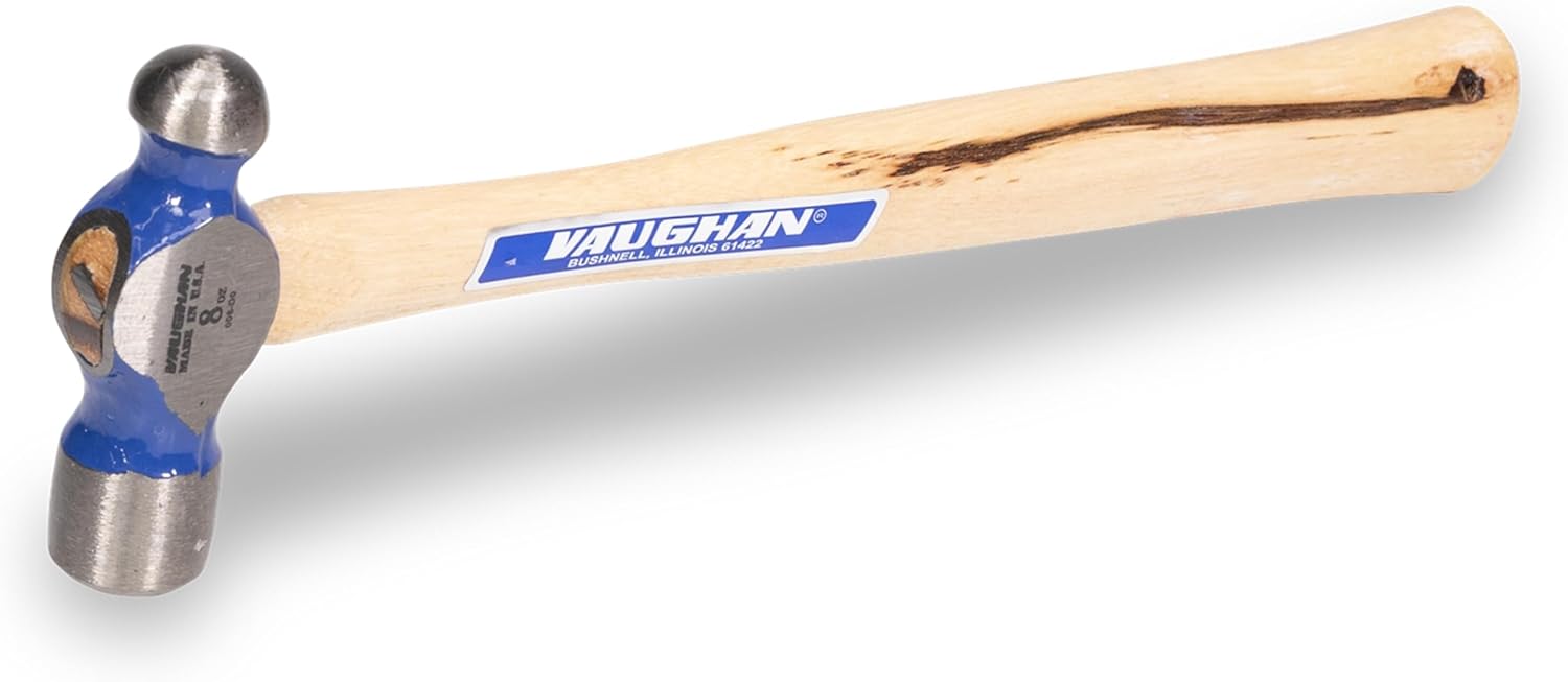 VAUGHAN Hickory Handle Ball Pein Hammers, 5 Piece Set, Made In The USA, Polished Striking Head, VN18710