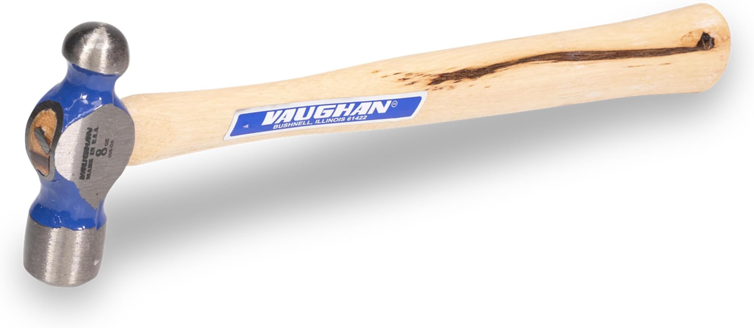 VAUGHAN Ball Pein Hammer, 8 oz, Hickory handle, American high carbon steel, TC308, VN15330
