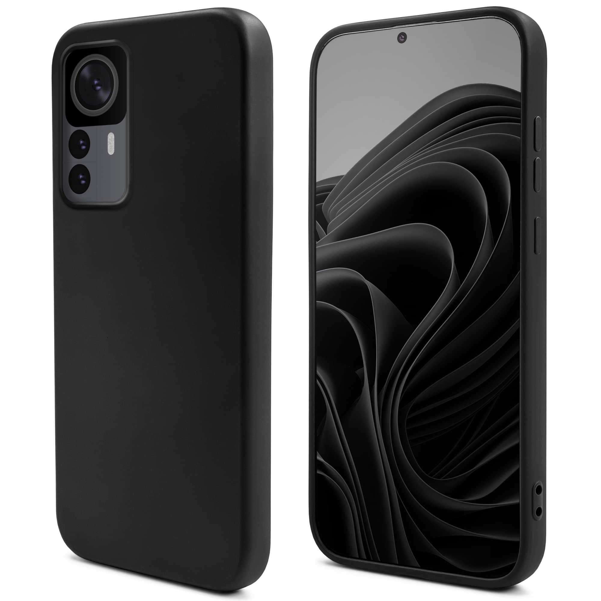 Lifestyle Silicone Case Compatible with Xiaomi 12T and 12T Pro, Black - Liquid Silicone Lightweight Cover with Matte Finish and Soft Microfiber Lining, Premium Silicone Case, Protective Phone