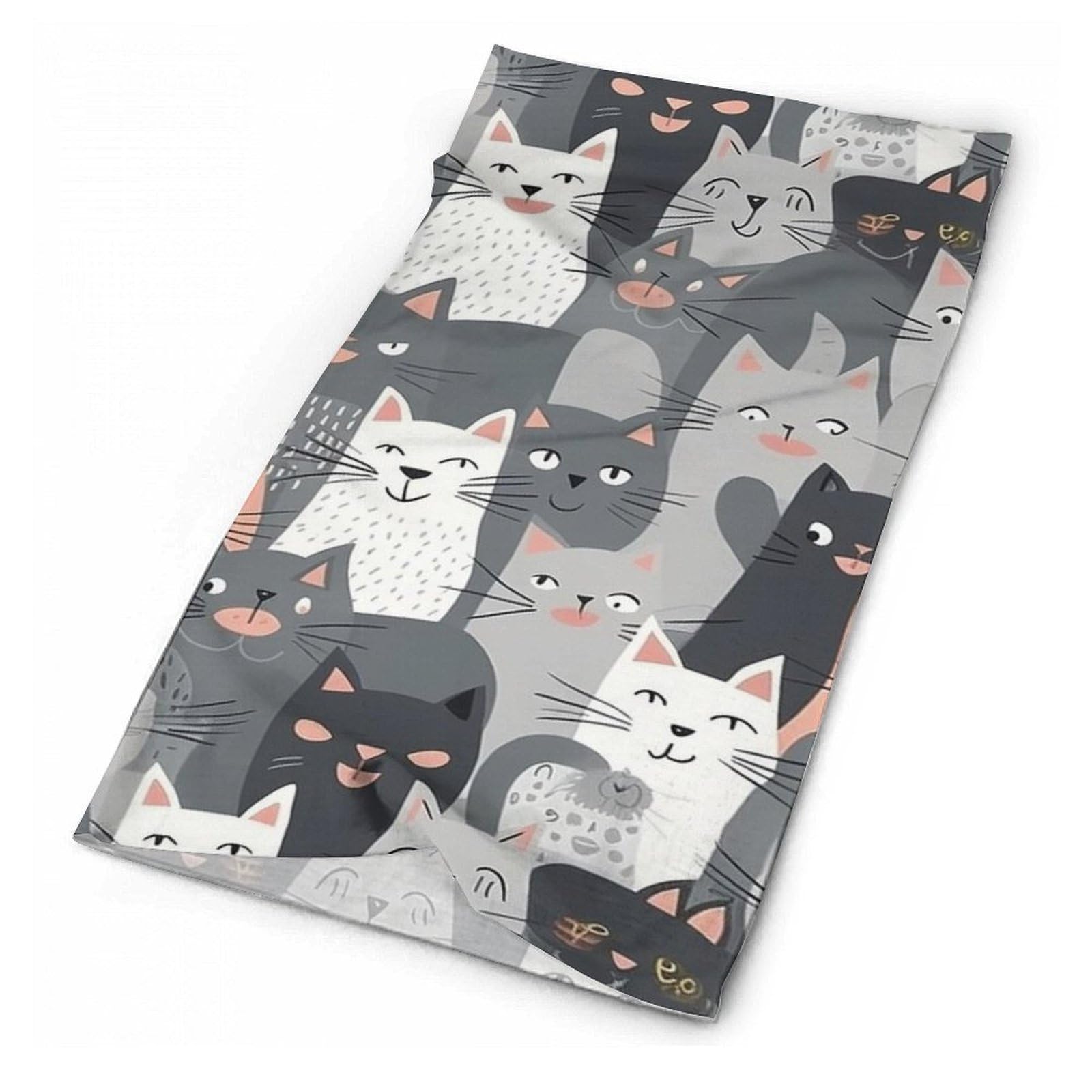 VFMNT Cute Funny Grey Cats Pattern Neck Gaiter Winter Face Mask for Men Women Scarf Face Cover Breathable Balaclava Running Bandana