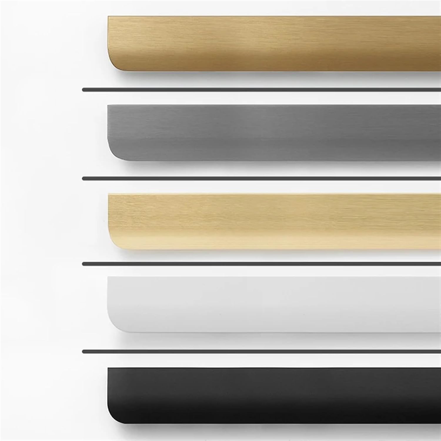 Minimalist Wardrobe Cupboard Drawer Knobs Kitchen Cabinet Pulls Hidden Handle Furniture Hardware 1Pcs (Color : Black, Size : Length-500mm)