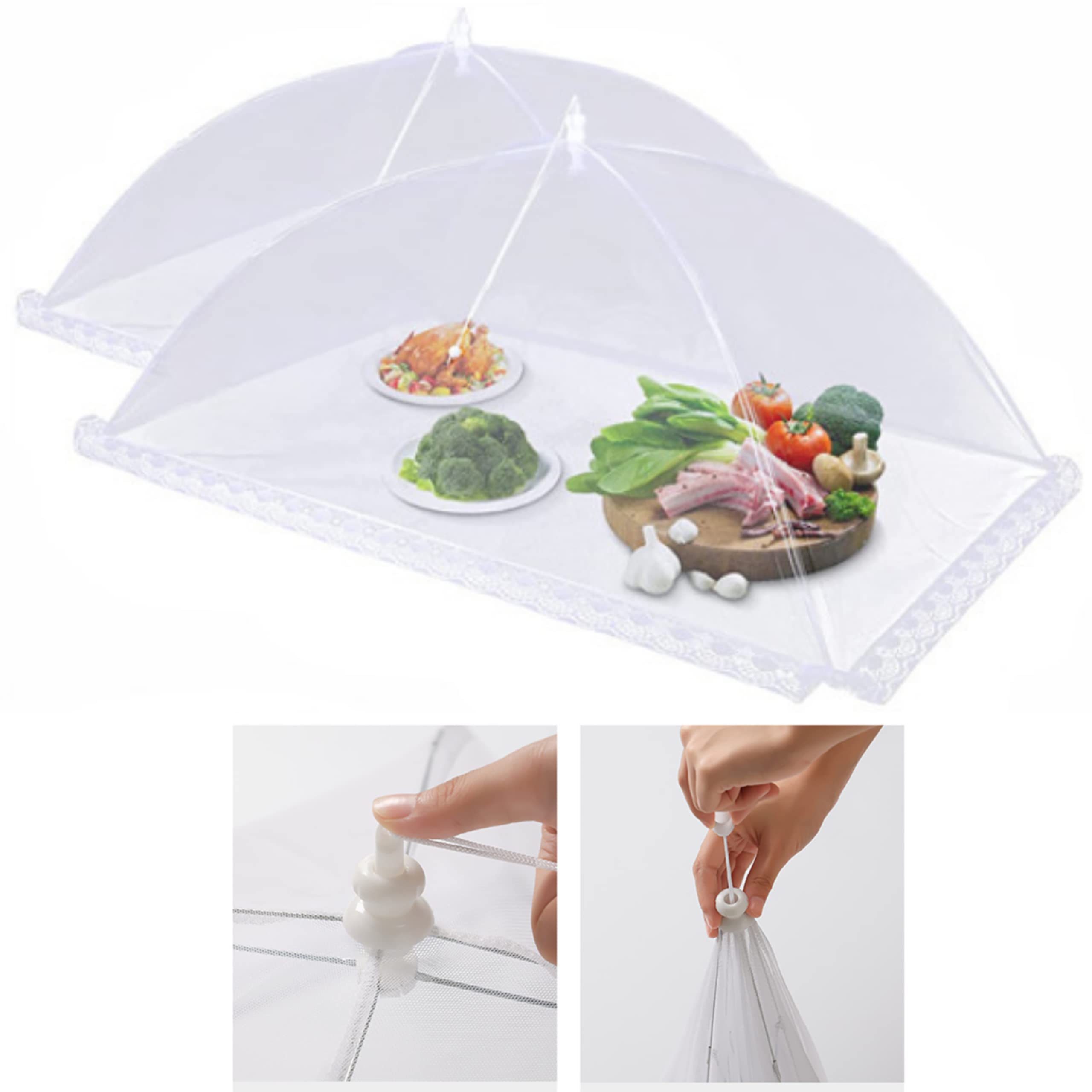TradeProvider® Pop Up Food Cover (2 Pack), Mesh Food Safety Dome, Indoor and Outdoor Use Food Net Cover, Protect Garden Seedlings Fly Protection Mosquito Party Buffet BBQ Pop up Food Tent