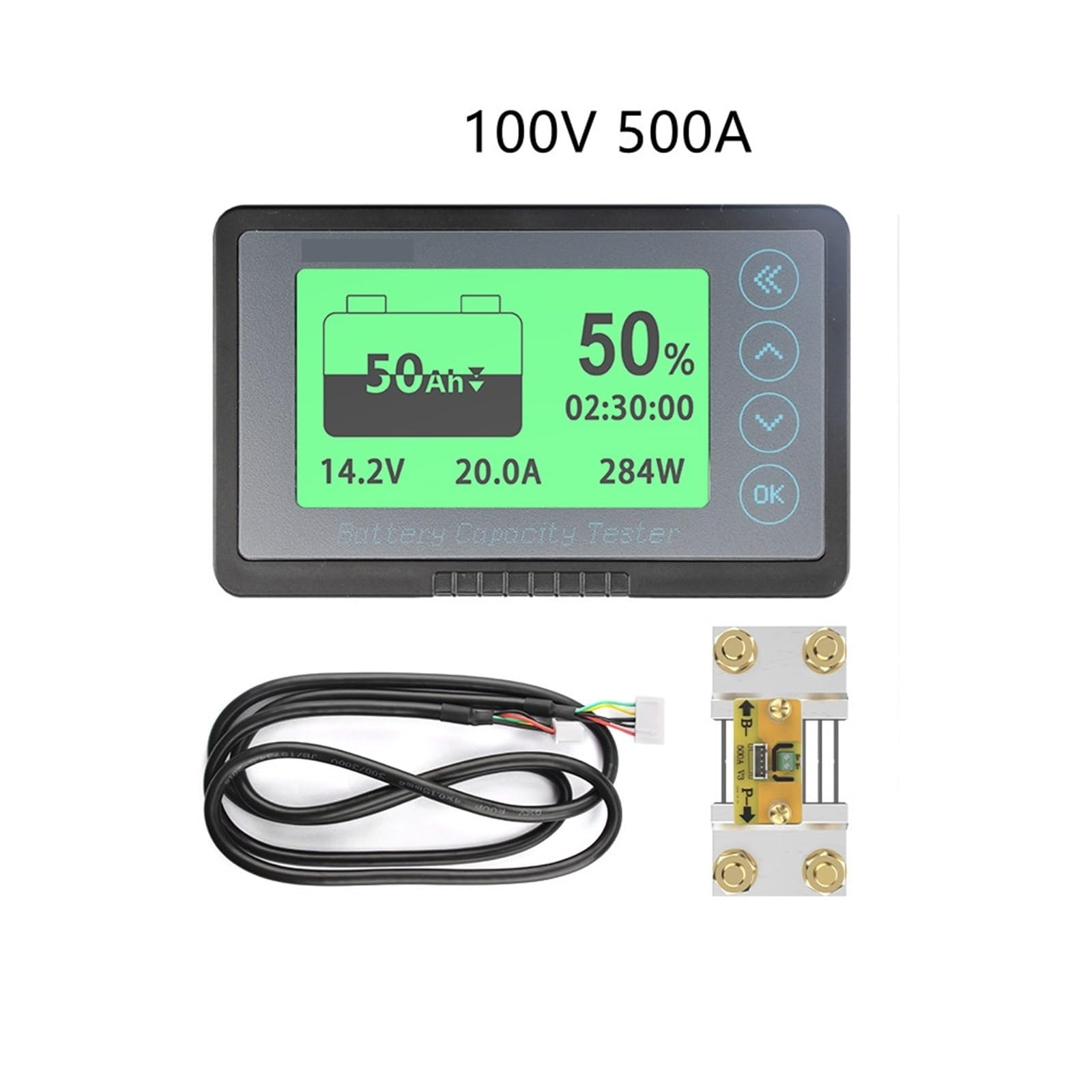 Tester per Batterie Coulomb Meter Electric Car Touring Indicatore di Livello della Batteria Voltmetro Rilevatore di capacità 8-120V(500A)