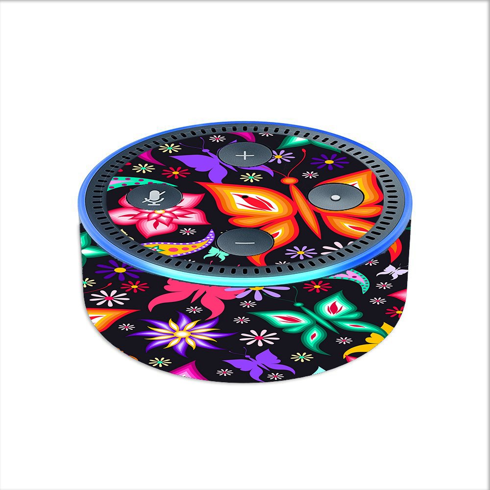 Skin Decal Vinyl Wrap for Amazon Echo Dot 2 (2nd Generation) / Floral Butterflies