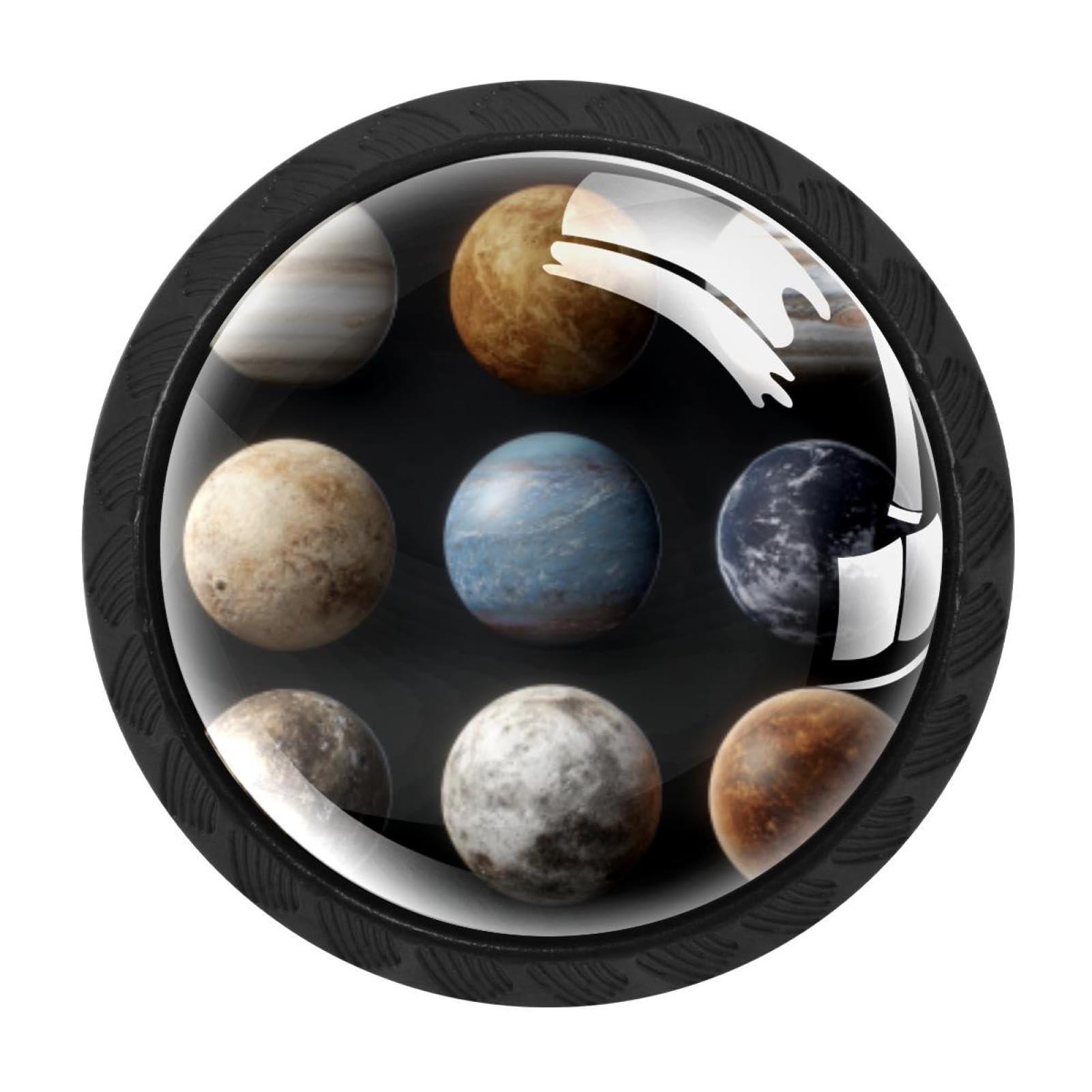 CHENZZZZ 4 Pack Black Solar System Planets (6) Kitchen Handles, Cabinet Pulls Hardware for Cupboard Drawer Knobs Dresser Pulls