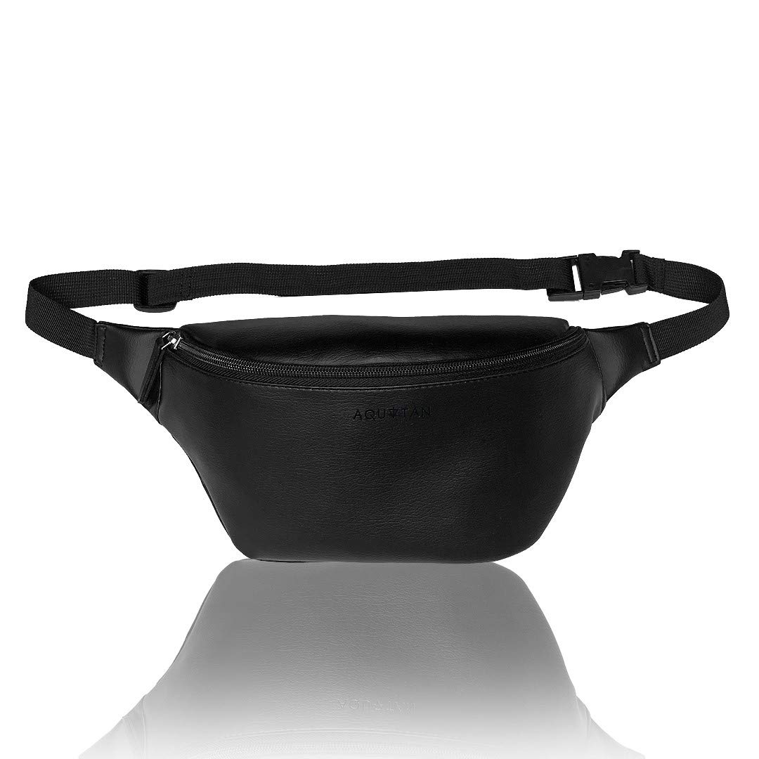 Aquatan Unisex Adjustable Waist Bag in Solid Black | Sleek, Durable & Lightweight Fanny Pack for Daily Commute, Travel & Outdoor Activities | Gift for Woman-image-45