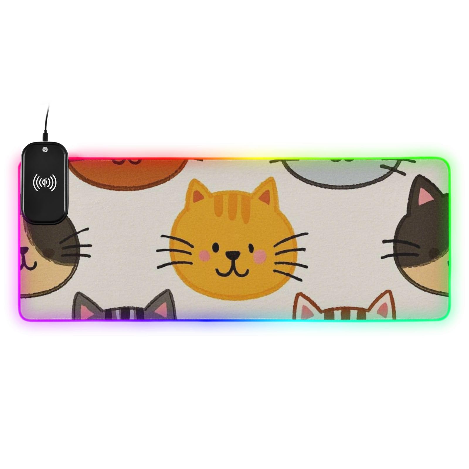 Tapis de souris RVB chat dessin animé avec base antidérapante