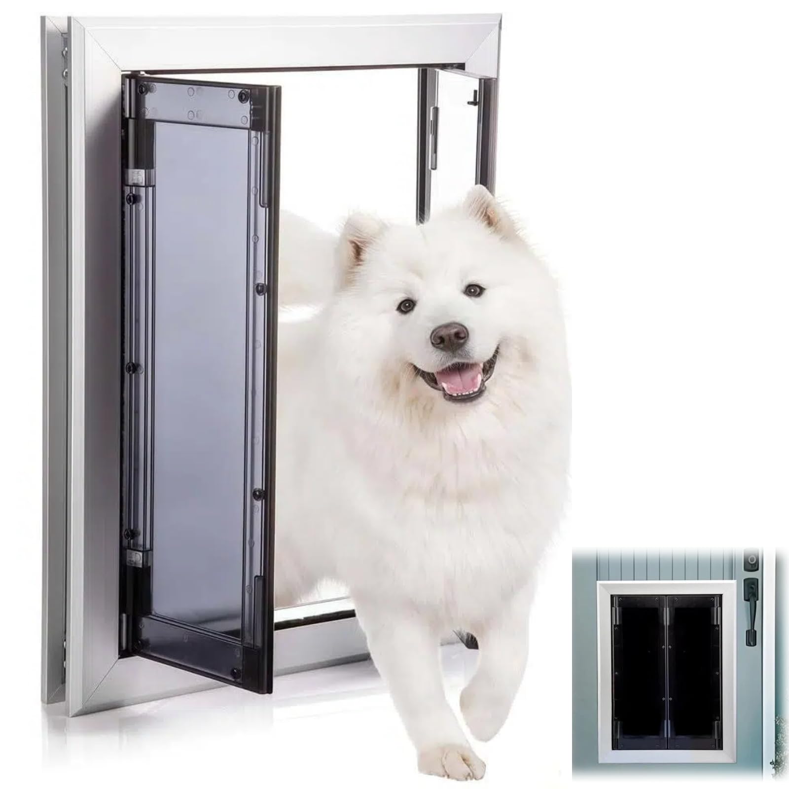 Hundeklappe aus Aluminium für AußEntüRen, Starke Doppelmagnetklappen, Hochleistungs Hundeklappe für GroßE und MittelgroßE Hunde Bis 50 Kg