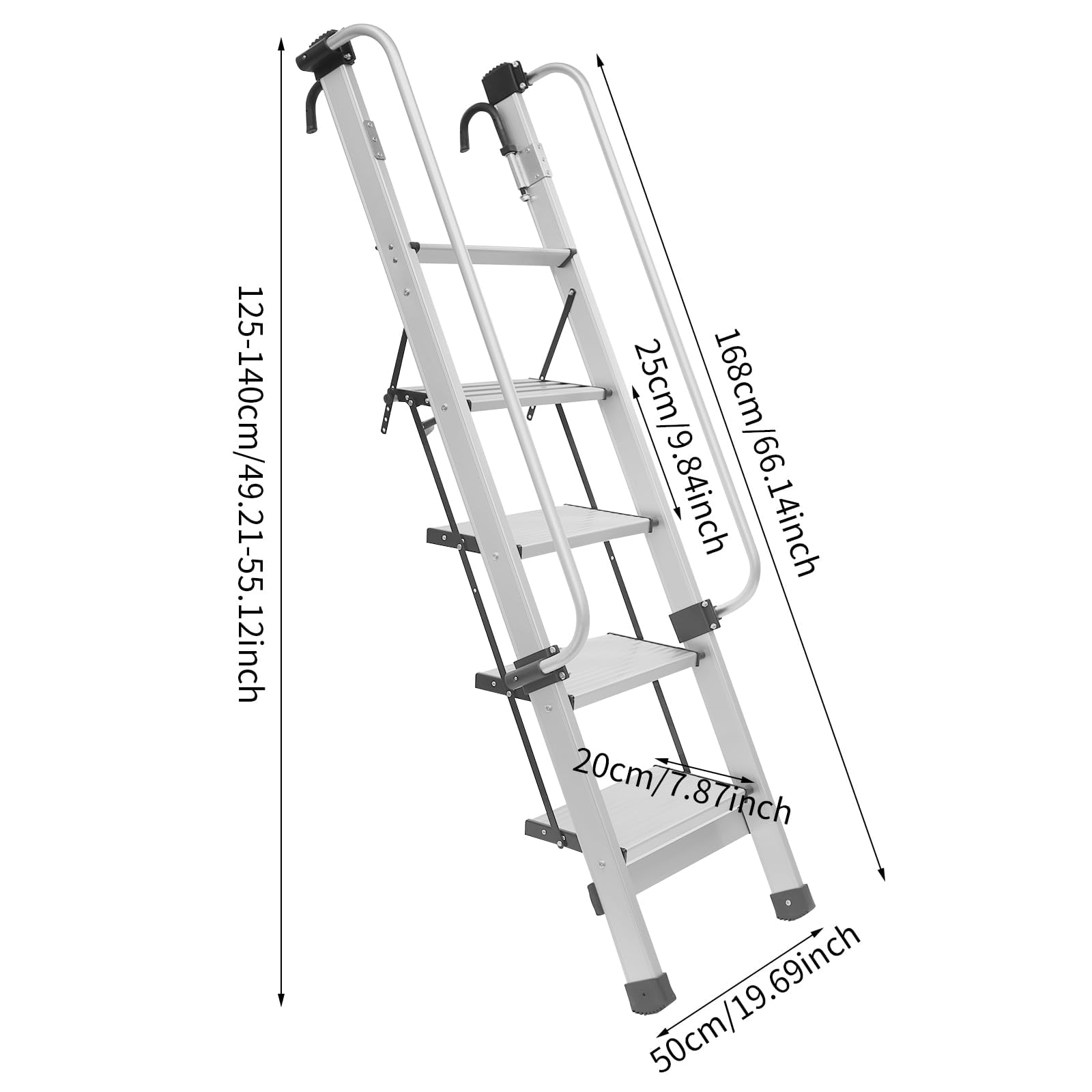Scala per letto a castello in alluminio resistente, scala universale a 4 gradini da 1,5 m, con corrimano regolabile, design antiscivolo per la sicurezza su soppalco, camion o barca