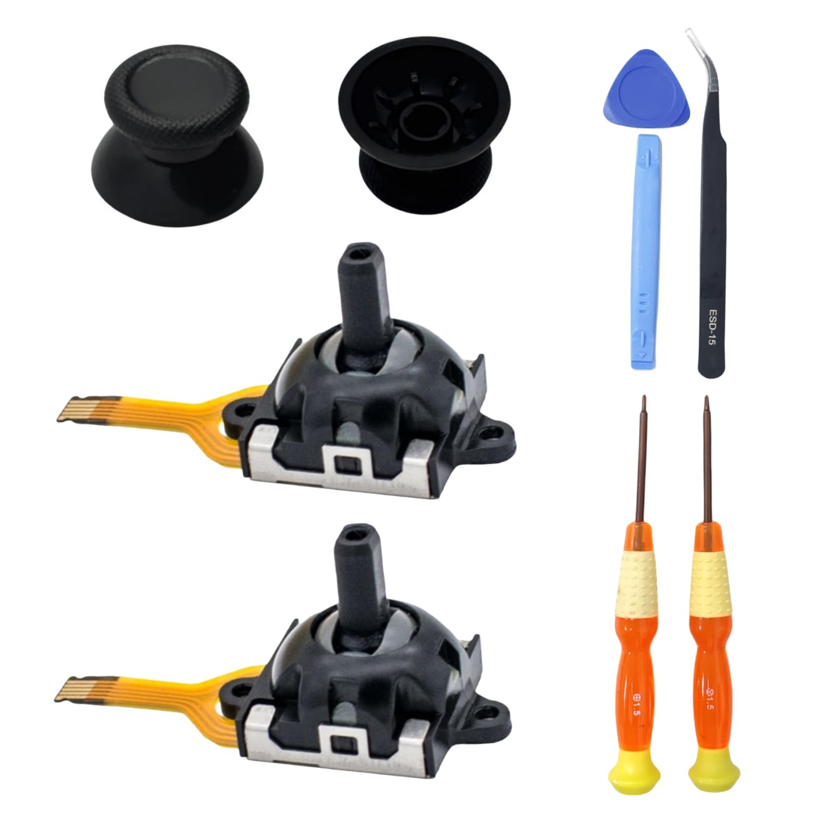 Hzxkqmil Joysticks Analogiques de Remplacement pour MSI Claw A1M Console | Sticks Analogique Module de Joysticks + 2 Poignées de Pouce Accessoires avec Outils pour MSI Claw Gaming Handheld, Noir