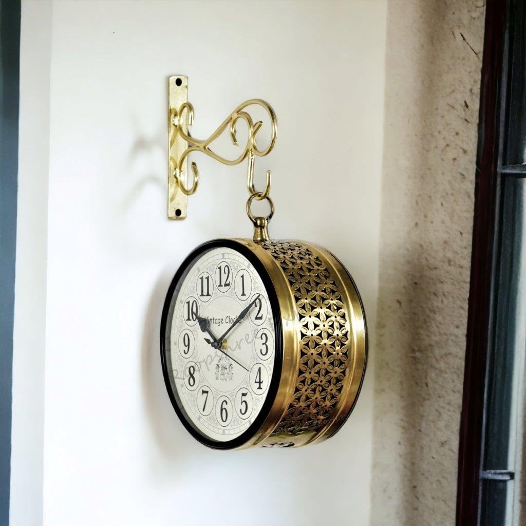 Vintage Clock Handcrafted Double Side Wall Clock 1 Year Warranty / 65560-8-HH