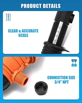 NEWTRY 0.4-4% Fertilizer Injector for Drip Irrigation, 0.09-11 GPM Dosing Pump, Adjustable Water Powered Liquid Dispenser with 3/4 NPT for Garden, Greenhouse, Farm, Grow Tent, Orange