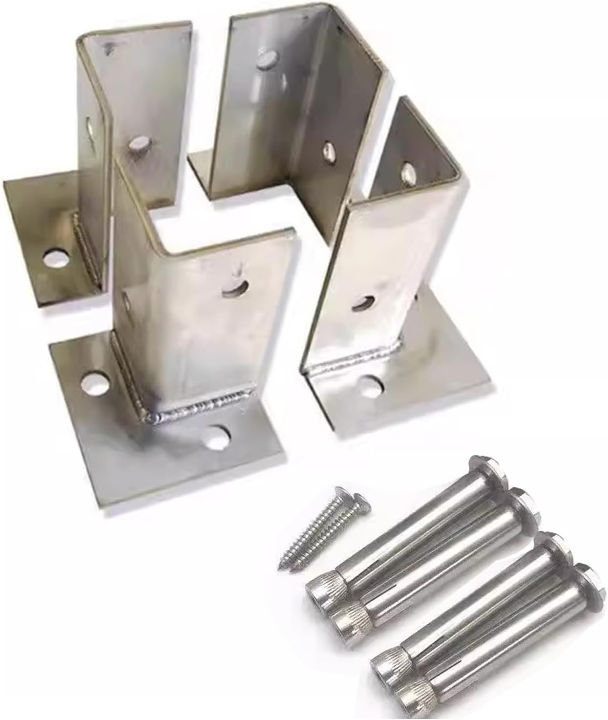 Base de anclaje de poste de valla atornillada resistente, soporte inoxidable para buzón de madera y instalación de valla de patio