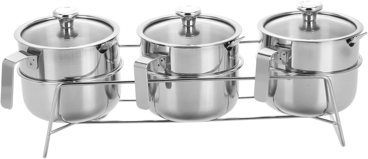 Mobestech 1set Stainless Steel Spice Jars with Handles Airtight Condiment Container for and Seasonings Elegant Kitchen Storage