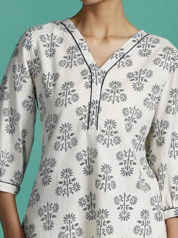 Image of New Cotton Leaf Printed Casual Straight Kurta for Women | Women Formal Kurti