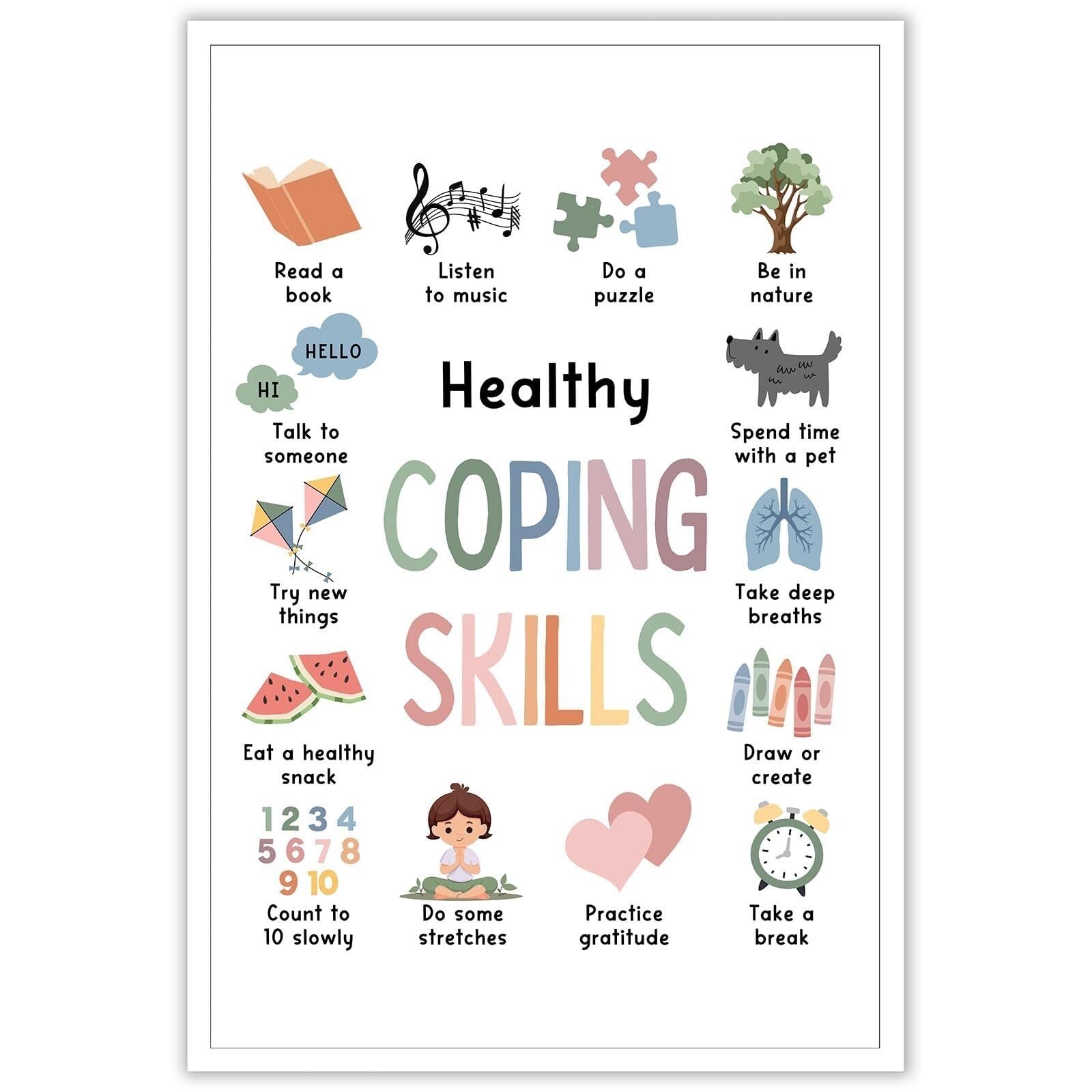 TAMDDBPJD Calming Strategies Mental Health, Emotional Regulation Tool for Anxiety in School Office and Bedroom(Unframed,16x24inch(40x60cm))