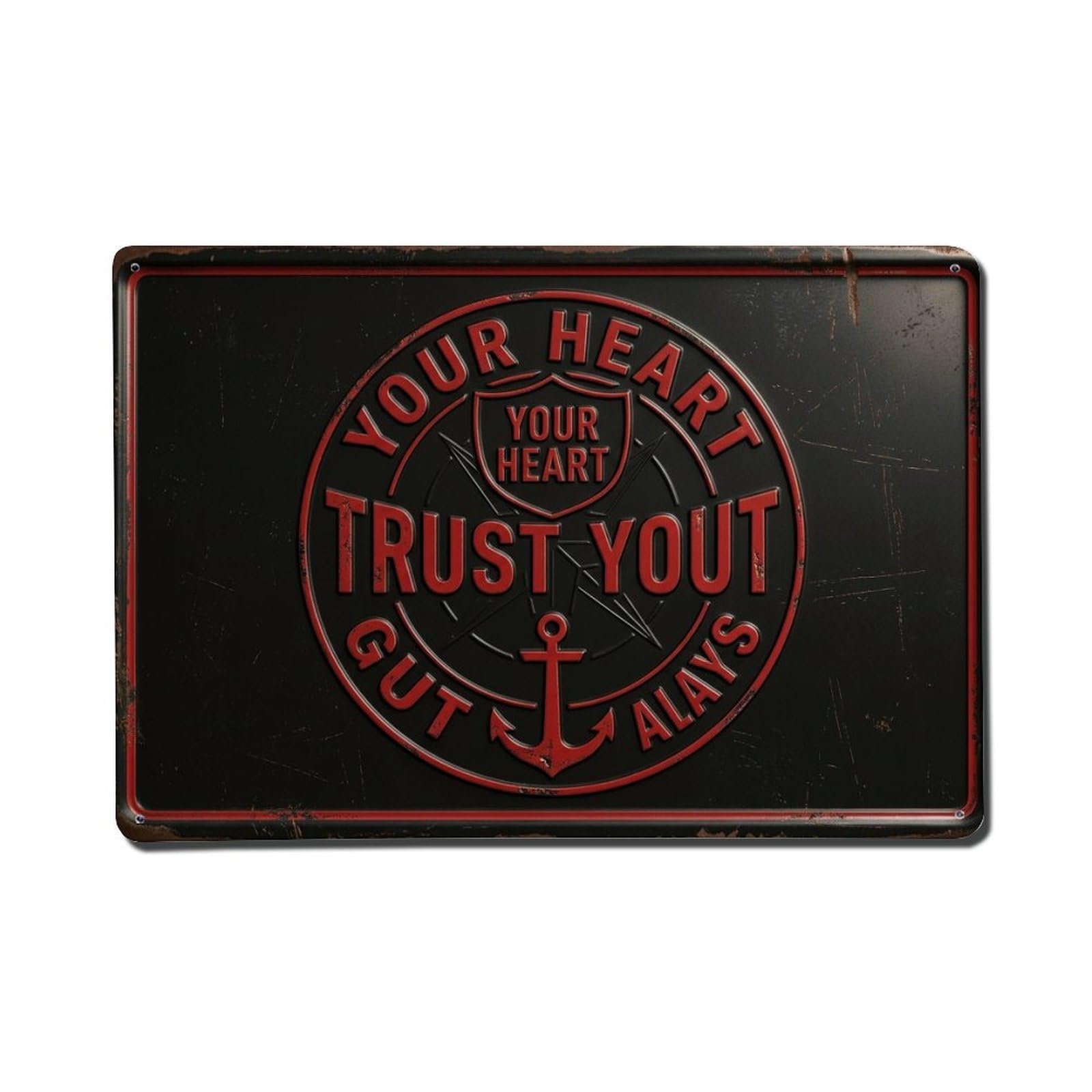 Trust Gut Instinct Restaurant Retro Motivational Slogans Metal Tin Sign Plaque Wall Decor for Cafe, Club Bar, Office, Home Garden Metal Poster 8x12Inch