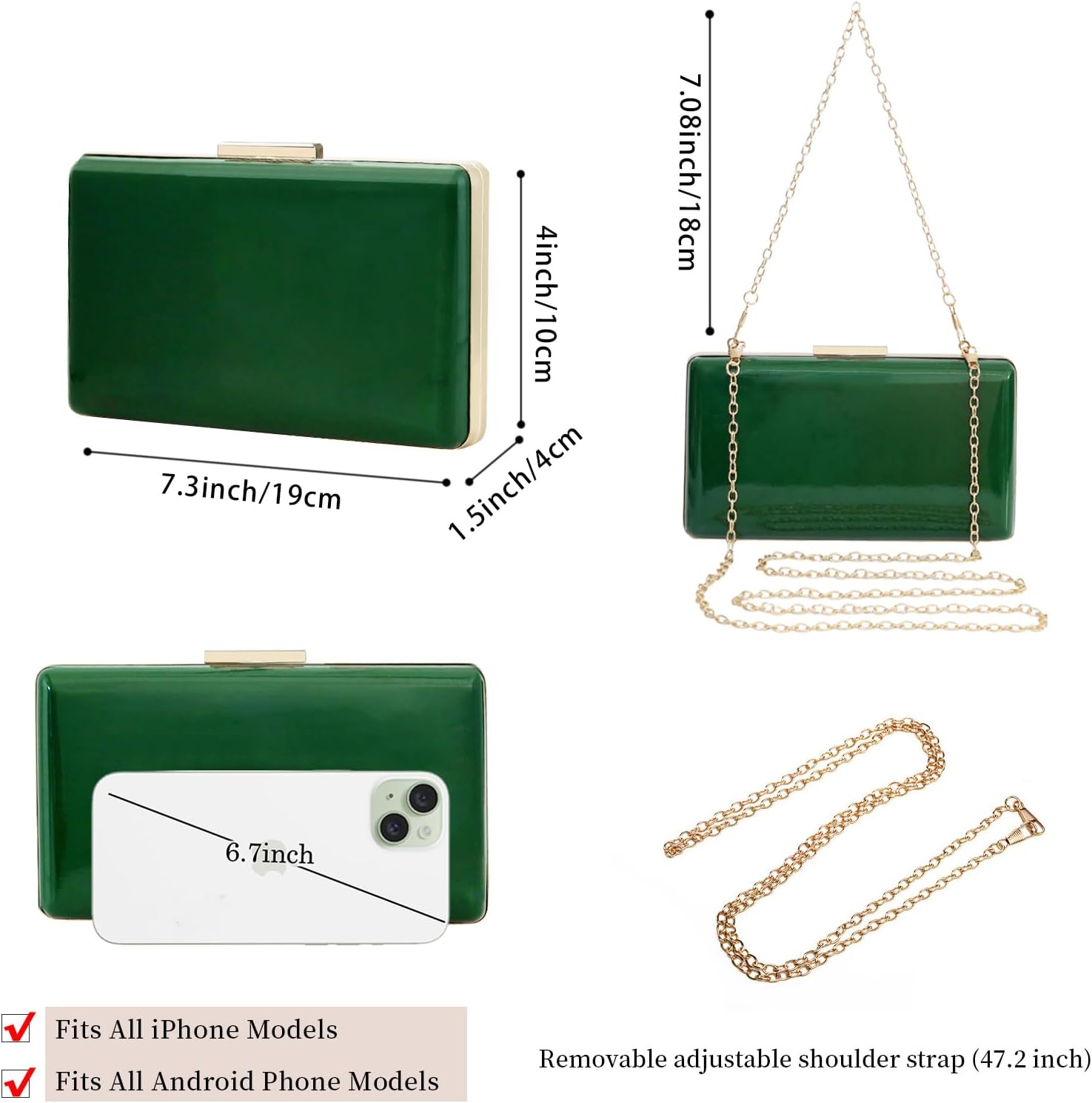 Women Evening Clutch Purses Patent Leather Clutches Formal Party Wedding Cocktail Prom Purse Handbags - Image 4