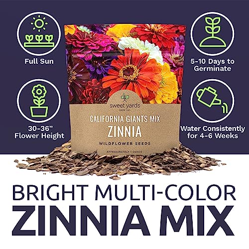 Zinnia Seeds - California Giants Mix - Large 1 Ounce Packet - 3,000 Flower Seeds - Mixed Colors and Large Blooms - Image 7